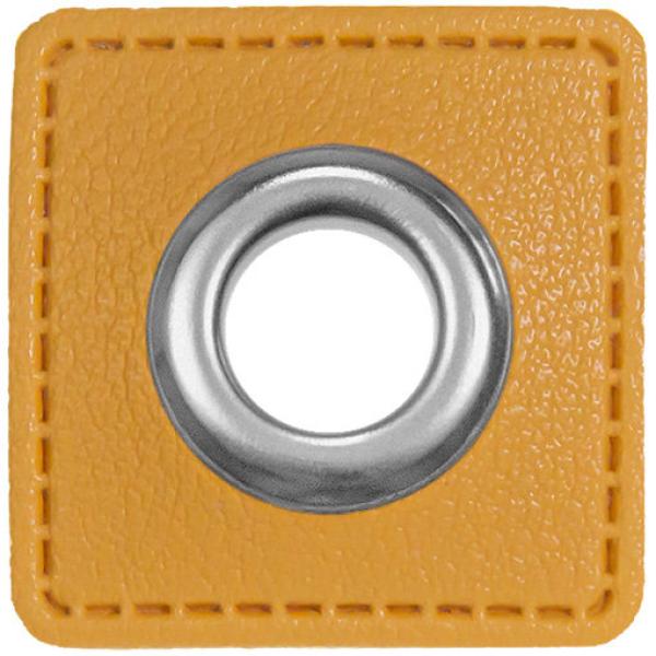 Ösen-Patches Senf Breite 32 mm ,Höhe 32 mm , Ø 10 mm